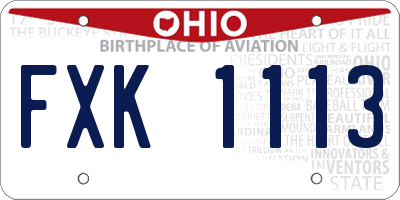 OH license plate FXK1113