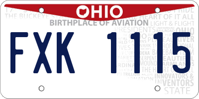 OH license plate FXK1115