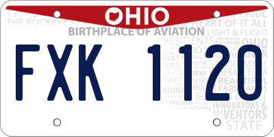 OH license plate FXK1120