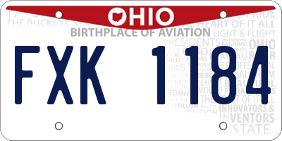 OH license plate FXK1184