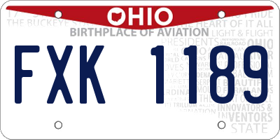 OH license plate FXK1189