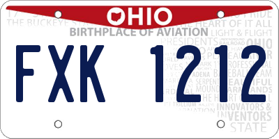 OH license plate FXK1212