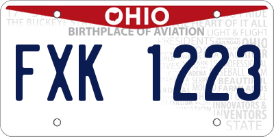OH license plate FXK1223