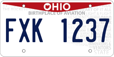 OH license plate FXK1237