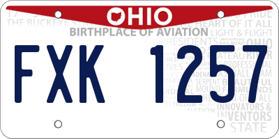 OH license plate FXK1257