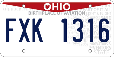 OH license plate FXK1316