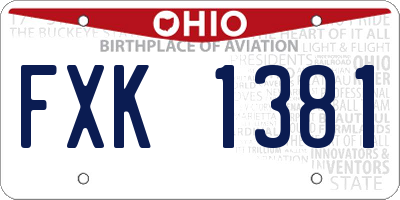 OH license plate FXK1381
