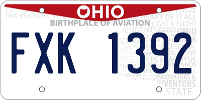OH license plate FXK1392