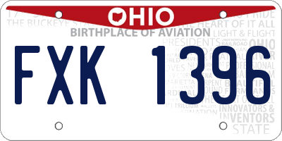 OH license plate FXK1396