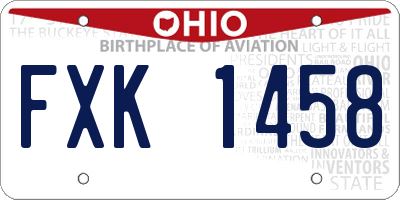 OH license plate FXK1458