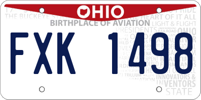 OH license plate FXK1498