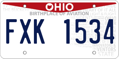 OH license plate FXK1534