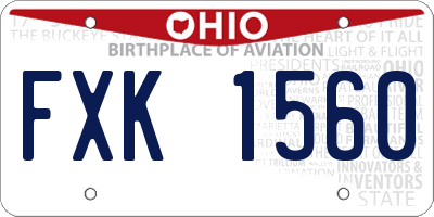 OH license plate FXK1560