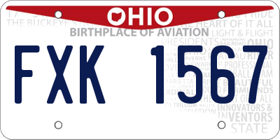 OH license plate FXK1567
