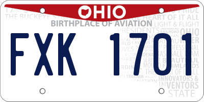 OH license plate FXK1701