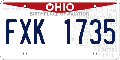 OH license plate FXK1735
