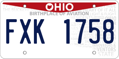 OH license plate FXK1758