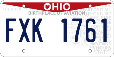 OH license plate FXK1761