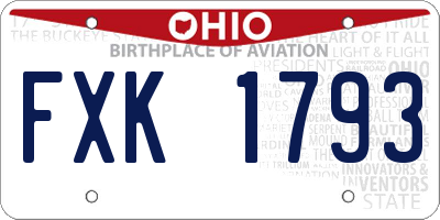 OH license plate FXK1793