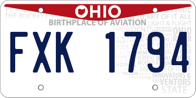 OH license plate FXK1794