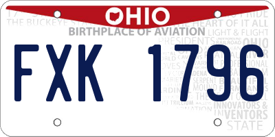 OH license plate FXK1796