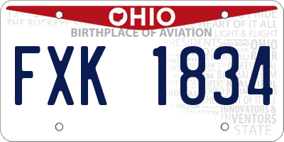 OH license plate FXK1834