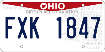 OH license plate FXK1847