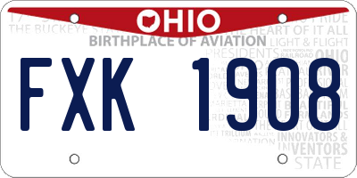 OH license plate FXK1908