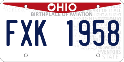 OH license plate FXK1958