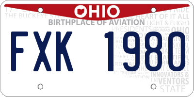 OH license plate FXK1980