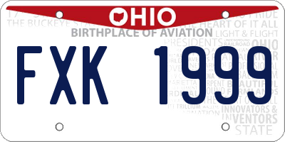 OH license plate FXK1999