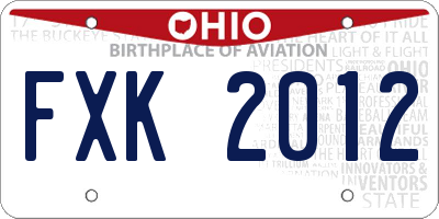 OH license plate FXK2012