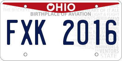 OH license plate FXK2016