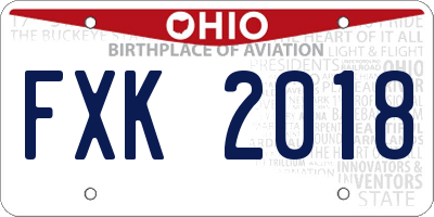 OH license plate FXK2018