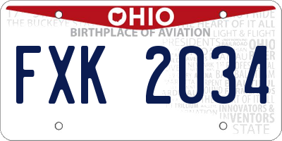 OH license plate FXK2034