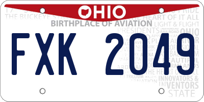 OH license plate FXK2049