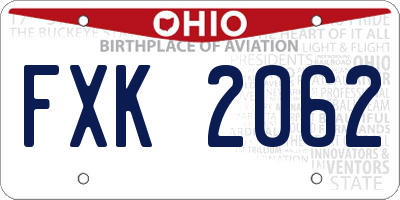 OH license plate FXK2062