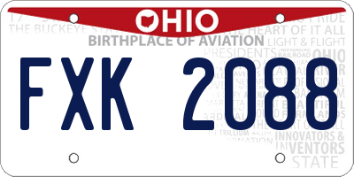 OH license plate FXK2088