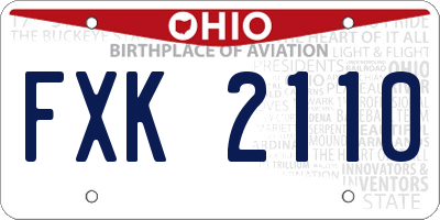 OH license plate FXK2110