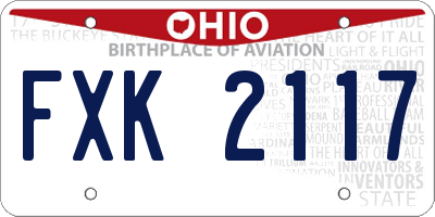 OH license plate FXK2117