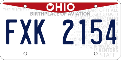 OH license plate FXK2154