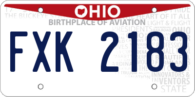 OH license plate FXK2183