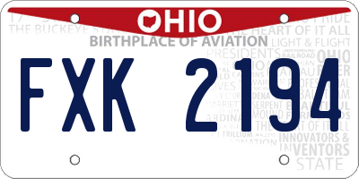OH license plate FXK2194