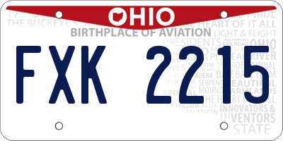 OH license plate FXK2215