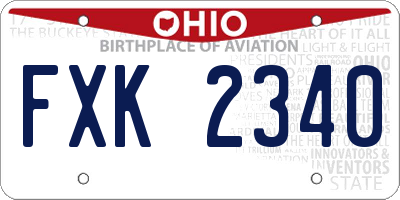 OH license plate FXK2340