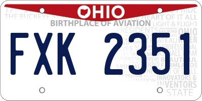 OH license plate FXK2351