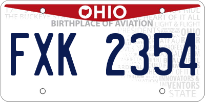 OH license plate FXK2354