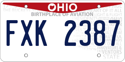 OH license plate FXK2387
