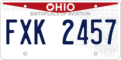 OH license plate FXK2457