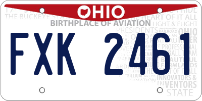 OH license plate FXK2461